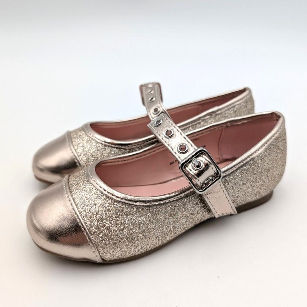 Nordstrom Kids' Everlee Mary Jane Flat Adjustable Strap Gold Size US8M